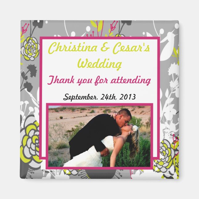 2"x2" Announcement Magnet Lime Green/Hot Pink Flow (Front)