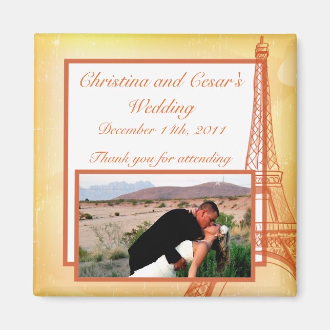 2"x2" Announcement Magnet Paris Peach (Front)