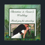 2"x2" Announcement Magnet Peacock Green Feathers<br><div class="desc">2"x2" Square Custom Photo Wedding Announcement magnets are printed in high quality and with vibrant colours. Perfect for baby announcements, save-the-date reminders, gifts for family and friends, or even great promotional advertisements for any business. Stick them on your refrigerator, file cabinet, dishwasher, or your own favourite metal surface. We have...</div>