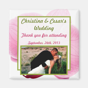 2"x2" Announcement Magnet Pink Orchid Long Stem Fl