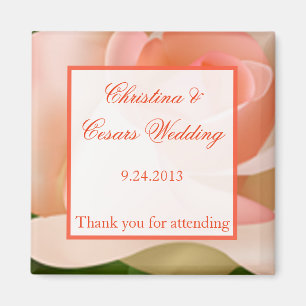 2"x2" Announcement Magnet Pink/Peach Rose with Lea