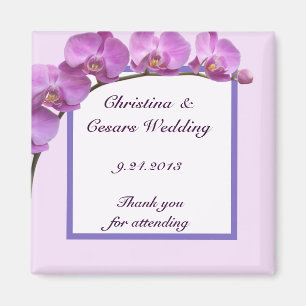 2"x2" Announcement Magnet Purple Orchids on Stem