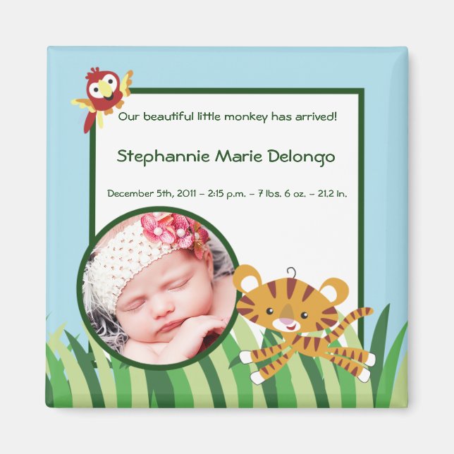 2"x2" Announcement Magnet Rain-forest Jungle Anima (Front)