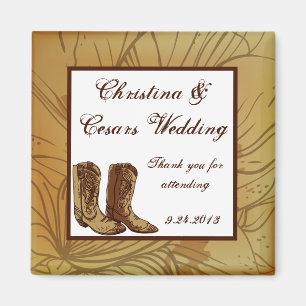 2"x2" Announcement Magnet Western Cowgirl Hat/Boot