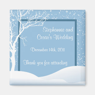 2"x2" Announcement Magnet Winter Blue Christmas
