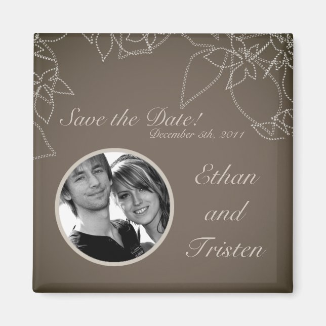2"x2" Enregistrer la date Magnet Automne Floral Au (Devant)