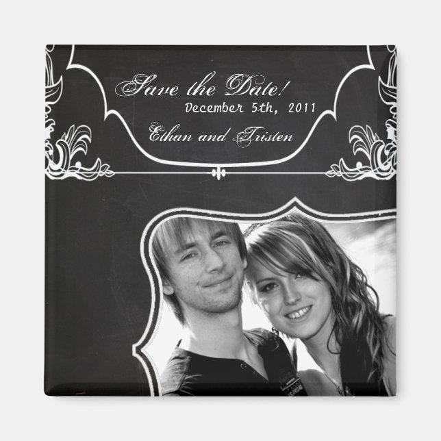 2"x2" Enregistrer la date Magnet Modern Chalkboard (Devant)