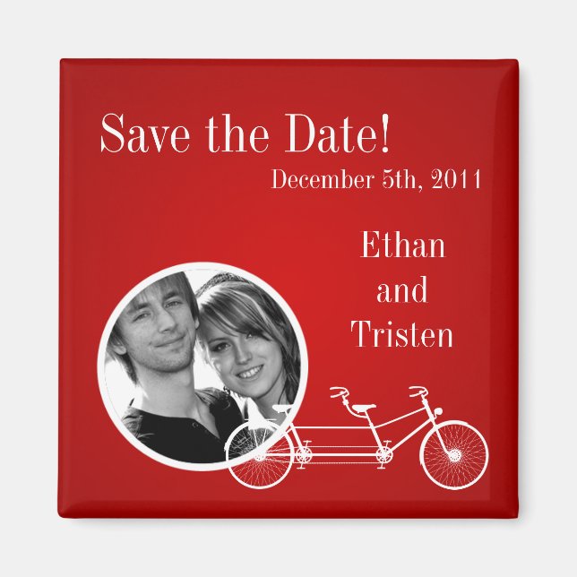 2"x2" Enregistrer la date Magnet Red Double Bike (Devant)