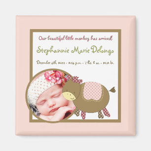 2"x2" Faire-part Magnet Abby's Farm Rose Girly