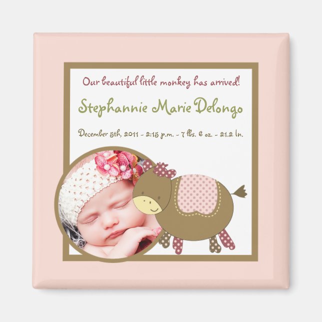 2"x2" Faire-part Magnet Abby's Farm Rose Girly (Devant)