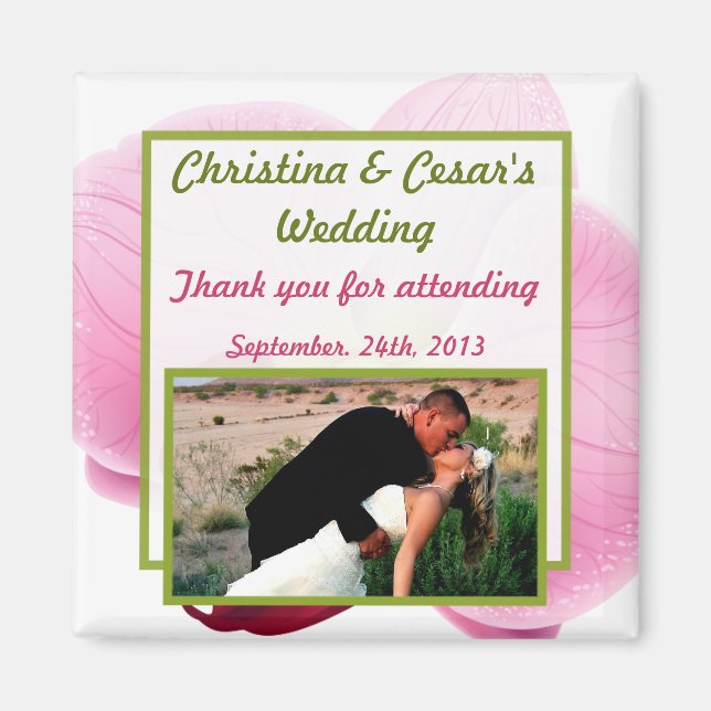 2"x2" Faire-part Magnet rose orchidée longue tige  (Devant)