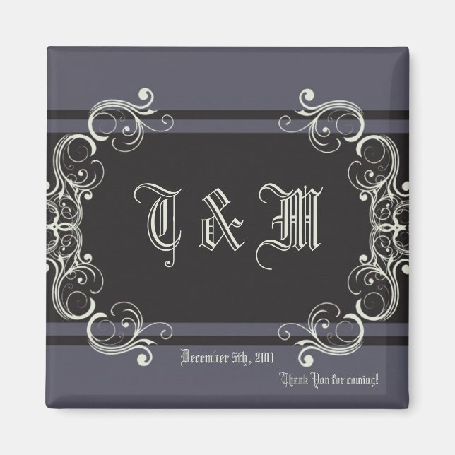 2"x2" Favoriser Magnet Black Cravate Affair Filigr (Devant)