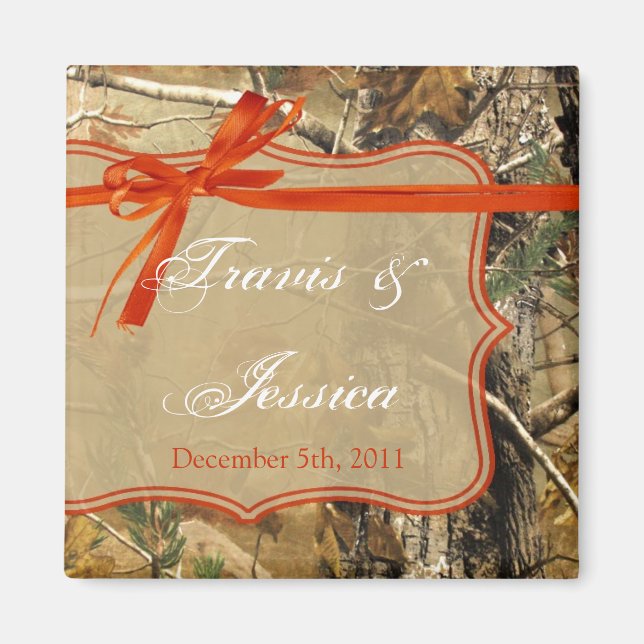 2"x2" Favour Magnet Hunters Camoflouge Camo Orange (Front)