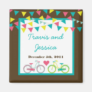 2"x2" Favour Magnet Love Lovers Bikes Bicycle Carn