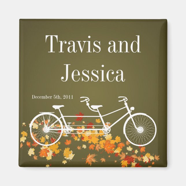 2"x2" Favour Magnet Whimsical Brown Double Bike (Front)