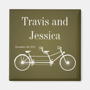 2"x2" Favour Magnet Whimsical Brown Double Bike