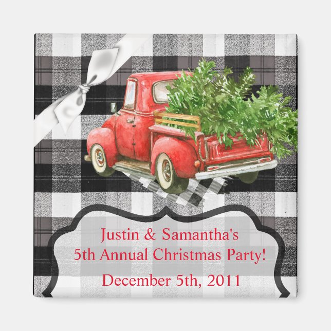 2"x2" Favour Magnet XMAS Truck Christmas Buffalo P (Front)