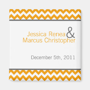 2"x2" Favour Magnet Yellow Grey Grey Chevron Name