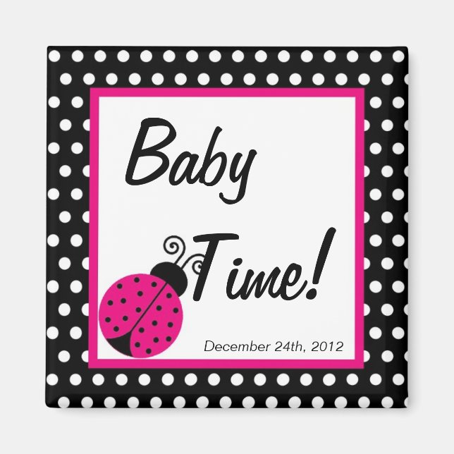 2"x2" Magnet Favoriser Black Spring Time Lady Bug (Devant)