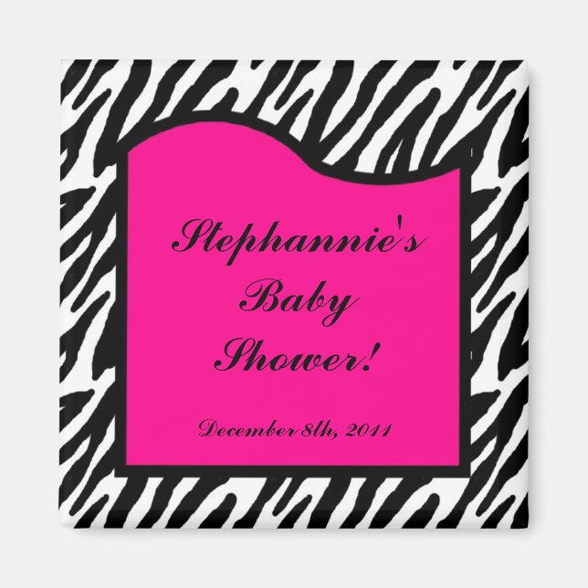 2"x2" Magnet Favoriser Poster de animal Zèbre rose (Devant)