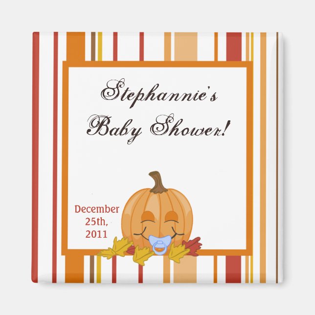 2"x2" Party Favour Magnet Autumn Fall Pumpkin Baby (Front)