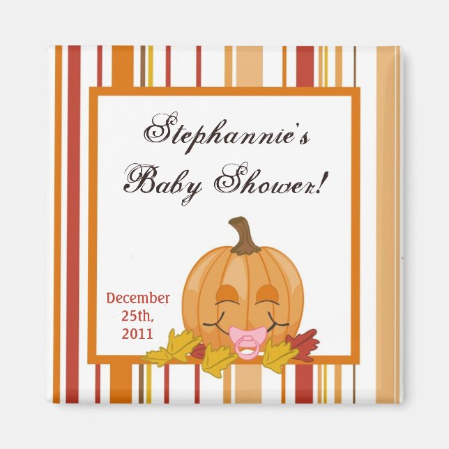 2"x2" Party Favour Magnet Autumn Fall Pumpkin Baby (Front)
