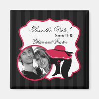 2"x2" Save the Date Magnet Formal Hats Elegant