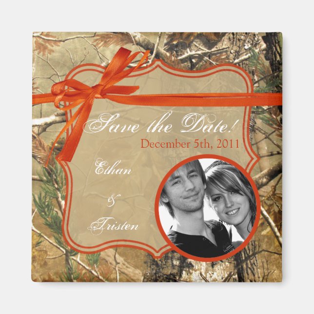 2"x2" Save the Date Magnet Hunters Camoflouge Camo (Front)