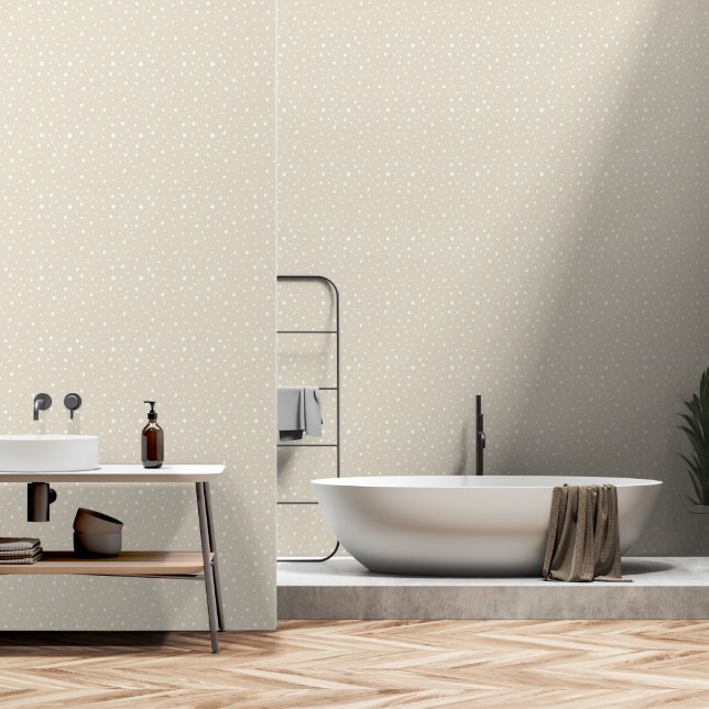 2' x 12' Ivory polka Smooth Vinyl  Wallpaper (Bathroom)