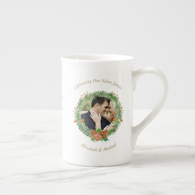 2 x Photo Wedding Anniversary ANY YEARS Christmas  Bone China Mug (Right)