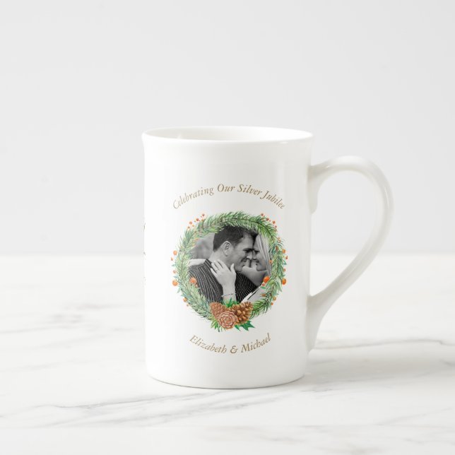 2 x Photo Wedding Anniversary ANY YEARS Christmas Bone China Mug (Right)
