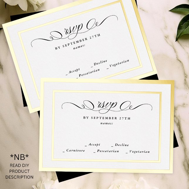 2 X RSVP DIY Formal Gold Frame Wedding Response (Creator Uploaded)