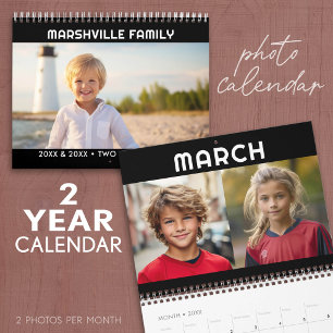 2 YEAR - 2 Photos Per Month - Modern Family Calendar