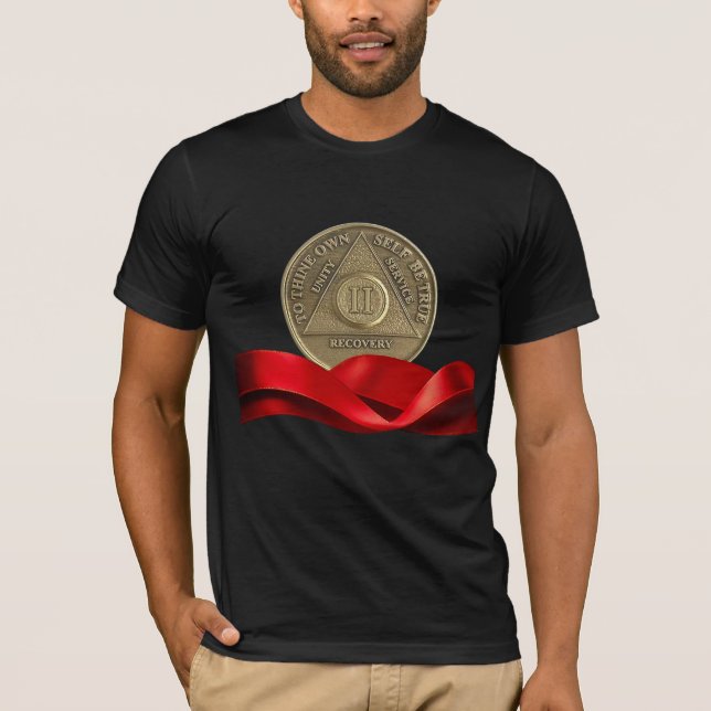 2 Year AA Anniversary Coin Red Ribbon T-Shirt (Front)
