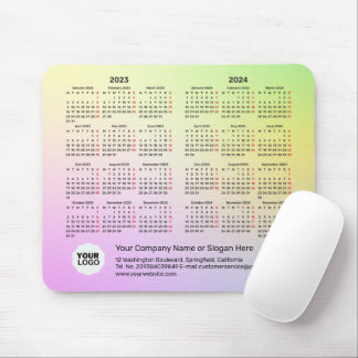 2 Year Calendar 2023-2024 Pastel Gradient MONDAY  Mouse Pad