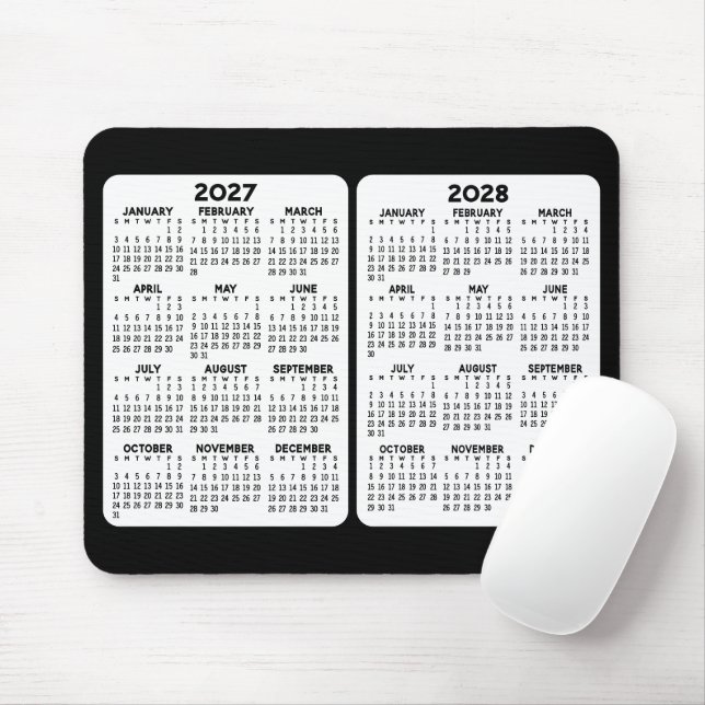 2 Year Calendar - year view 2027 2028  Mouse Pad (With Mouse)