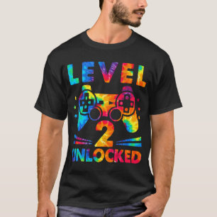 2 Year Old 2nd Birthday Gamer Tie Dye Boys Level T-Shirt