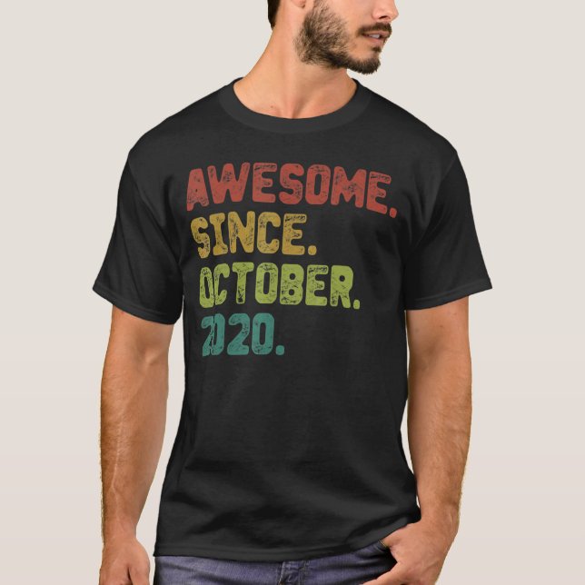 2 Year Old  Awesome Since October 2020 2nd Birthda T-Shirt (Front)