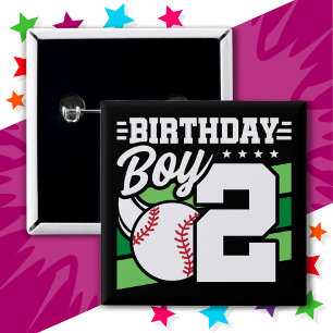 2 Year Old Baseball Party Theme 2nd Birthday Boy Inch Square Button