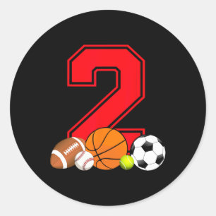 2 Year Old Basketball Football Baseball Soccer Bir Classic Round Sticker