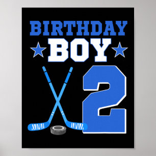 2 Year Old Birthday Boy 2nd Birthday Ice Hockey Poster