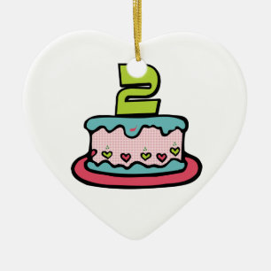 2 Year Old Birthday Cake Ceramic Ornament
