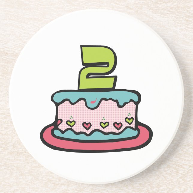 2 Year Old Birthday Cake Coaster (Front)