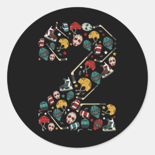 2 Year Old Birthday Ice Hockey Themed 2nd Bday Te Classic Round Sticker