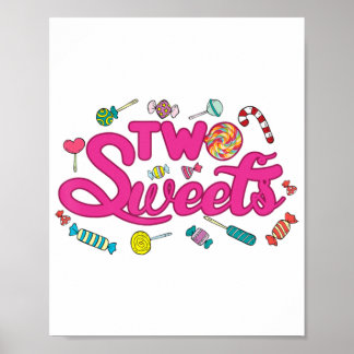 2 year old birthday party two sweet candy 2nd birt poster