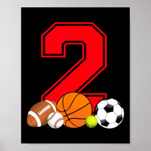 2 Year Old Bysketbyll Footbyll Bysebyll Soccer Bir Poster