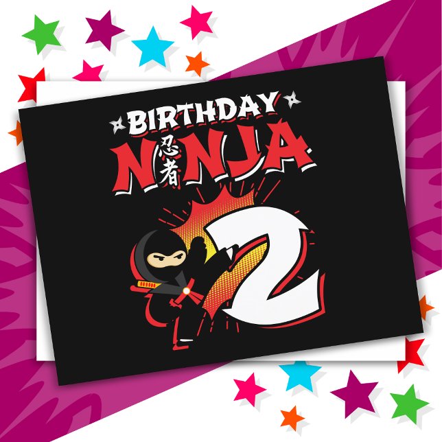 2 Year Old Comic Book Style Ninja 2nd Birthday Postcard (Creator Uploaded)