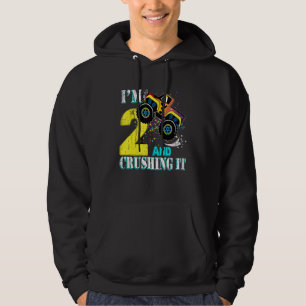 2 Year Old Girl 2nd Birthday Monster Truck Boy Cru Hoodie