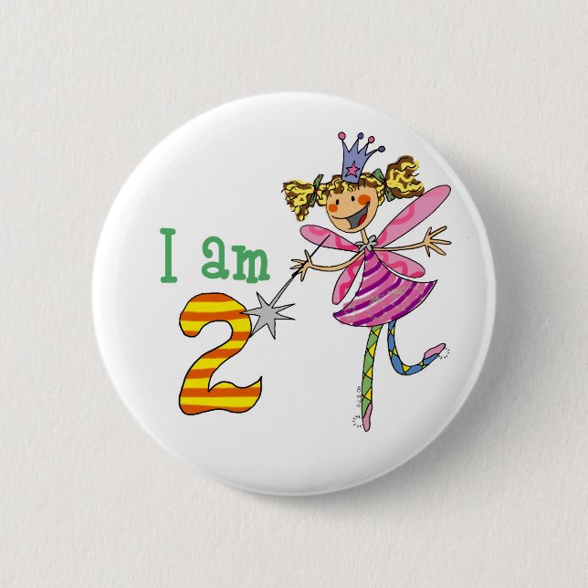 2 year old princess fairy inch round button (Front)