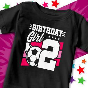 2 Year Old Soccer Football Party 2nd Birthday Girl Baby T-Shirt